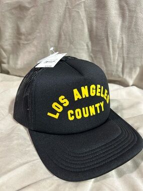 Los Angeles County Black Trucker Hat with Yellow Lettering